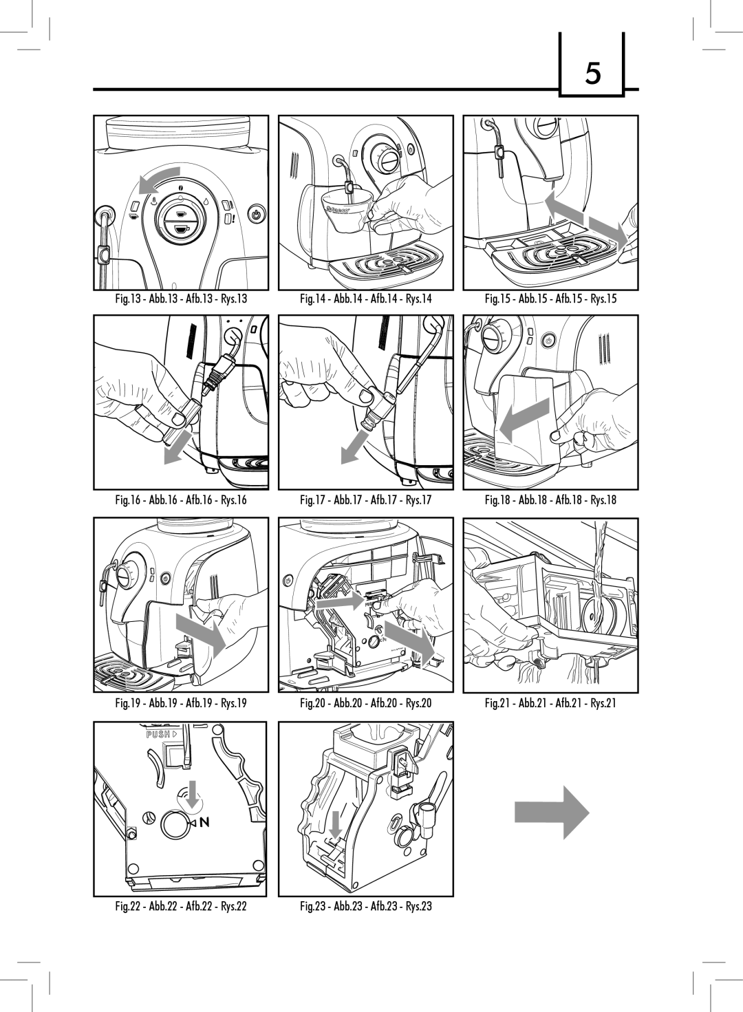Saeco Coffee Makers PLUS manual Abb.13 Afb.13 Rys.13 