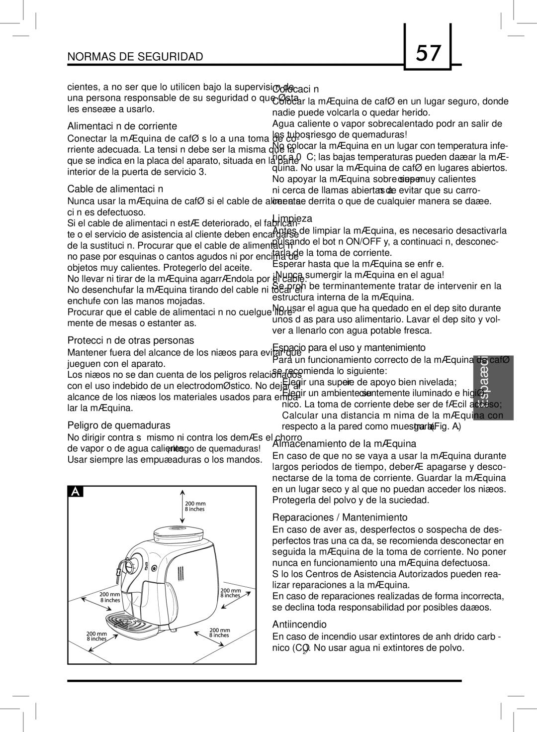 Saeco Coffee Makers PLUS manual Normas DE Seguridad 