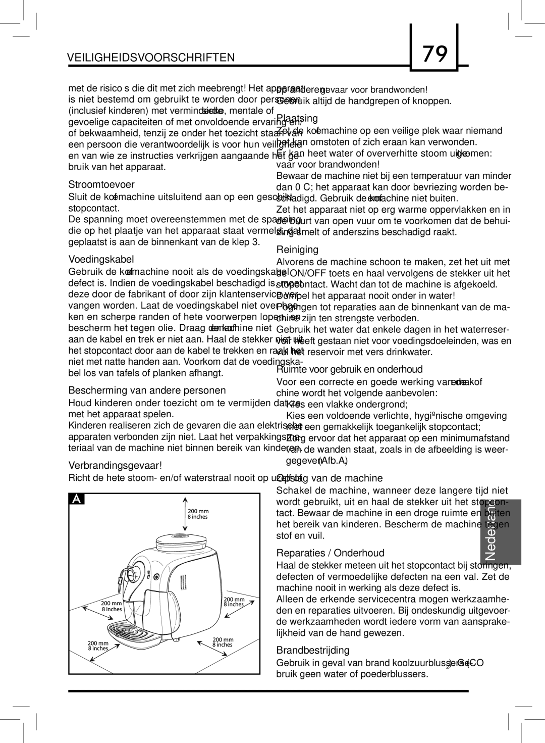 Saeco Coffee Makers PLUS manual Veiligheidsvoorschriften 