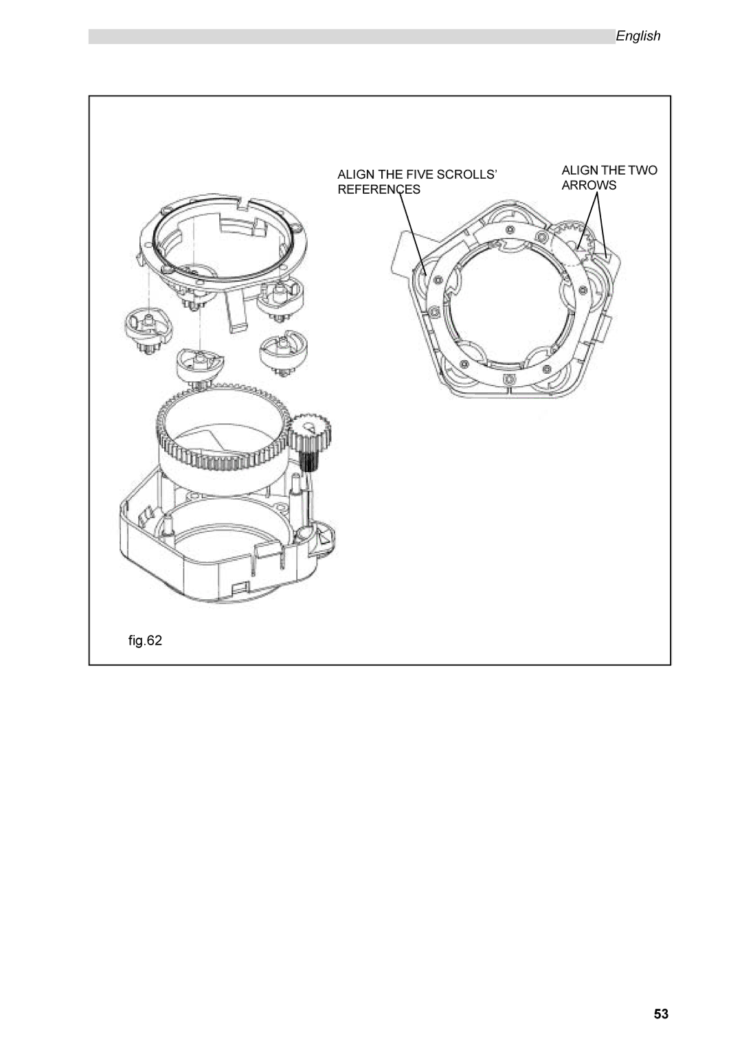 Saeco Coffee Makers SG200E instruction manual Align the Five SCROLLS’ Align the TWO Arrows References 