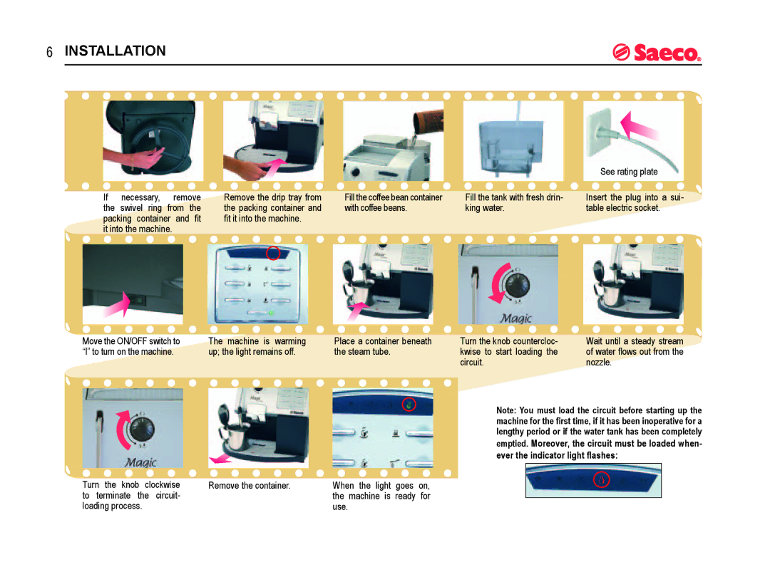 Saeco Coffee Makers SUP012 R manual Installation 