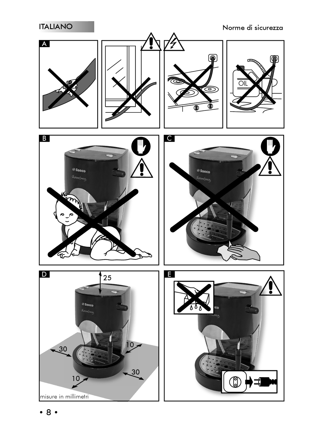 Saeco Coffee Makers Type SIN024X manual Italiano, Norme di sicurezza 