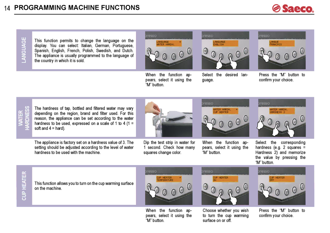 Saeco Coffee Makers V-spresso manual Language 