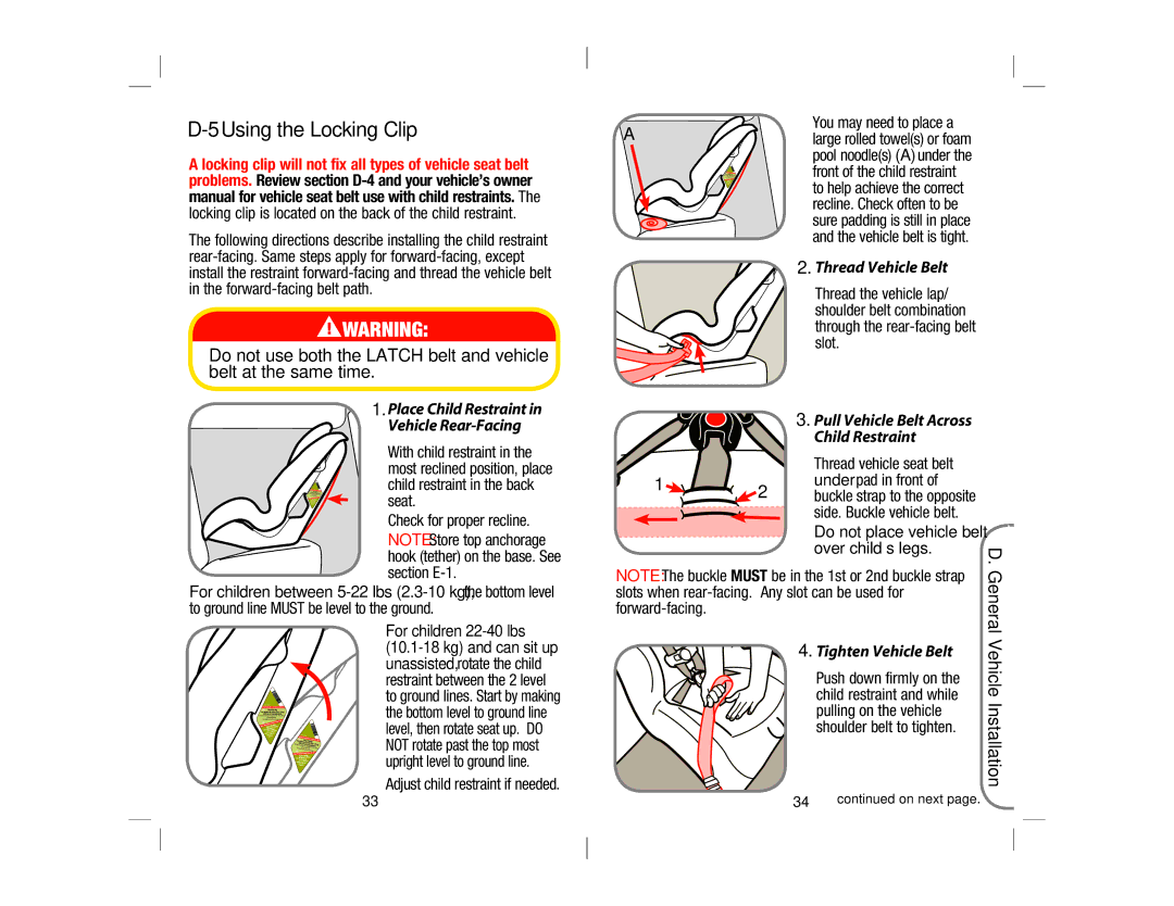 Safety 1st 4358-5721 manual Using the Locking Clip 