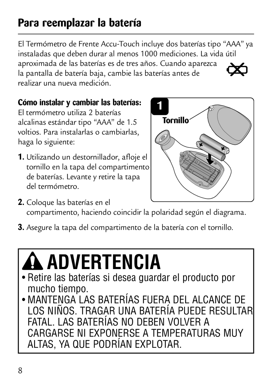 Safety 1st 49529 manual Para reemplazar la batería, Tornillo 