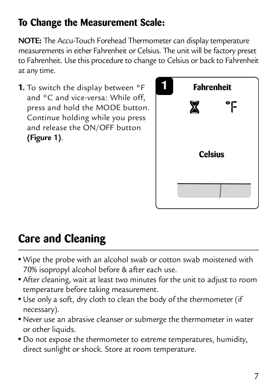 Safety 1st 49529 manual Care and Cleaning, To Change the Measurement Scale 