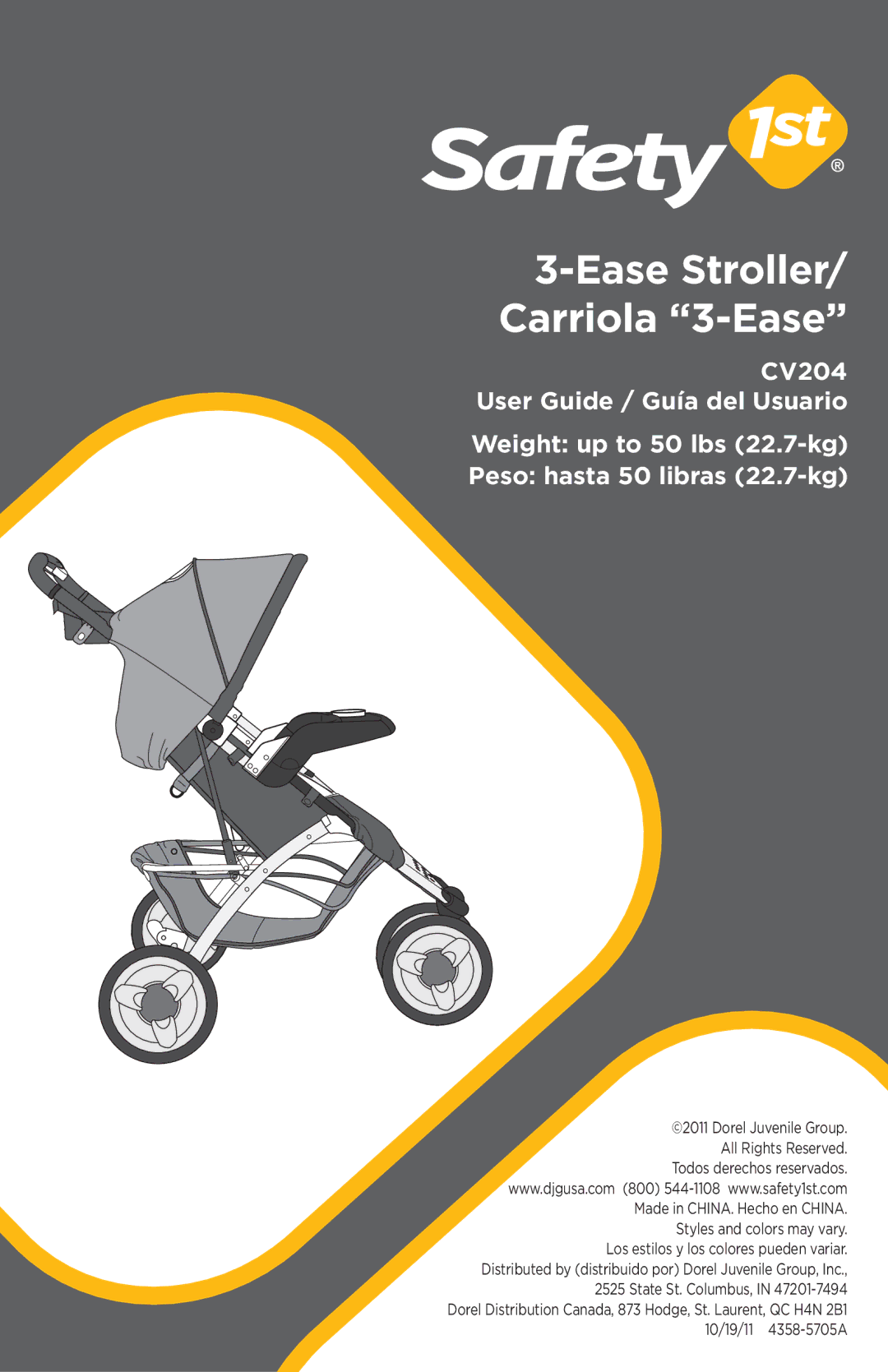 Safety 1st CV204AUM manual Ease Stroller/ Carriola 3-Ease 