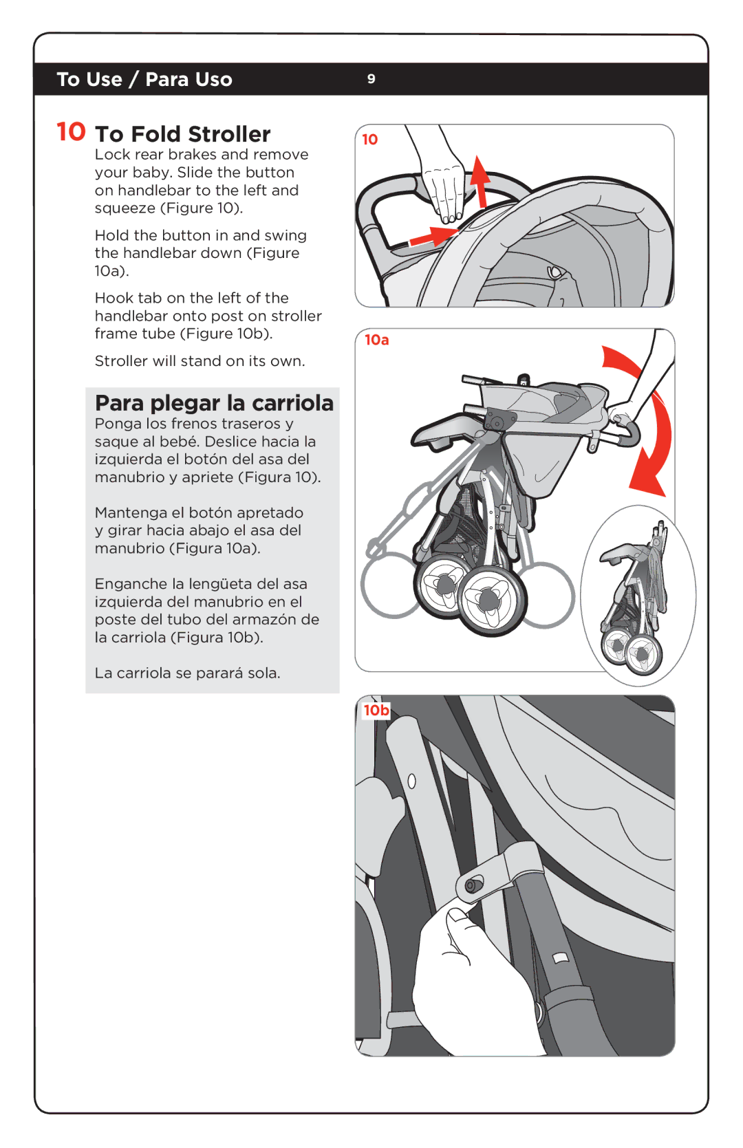 Safety 1st CV204AUM manual To Fold Stroller, Para plegar la carriola 