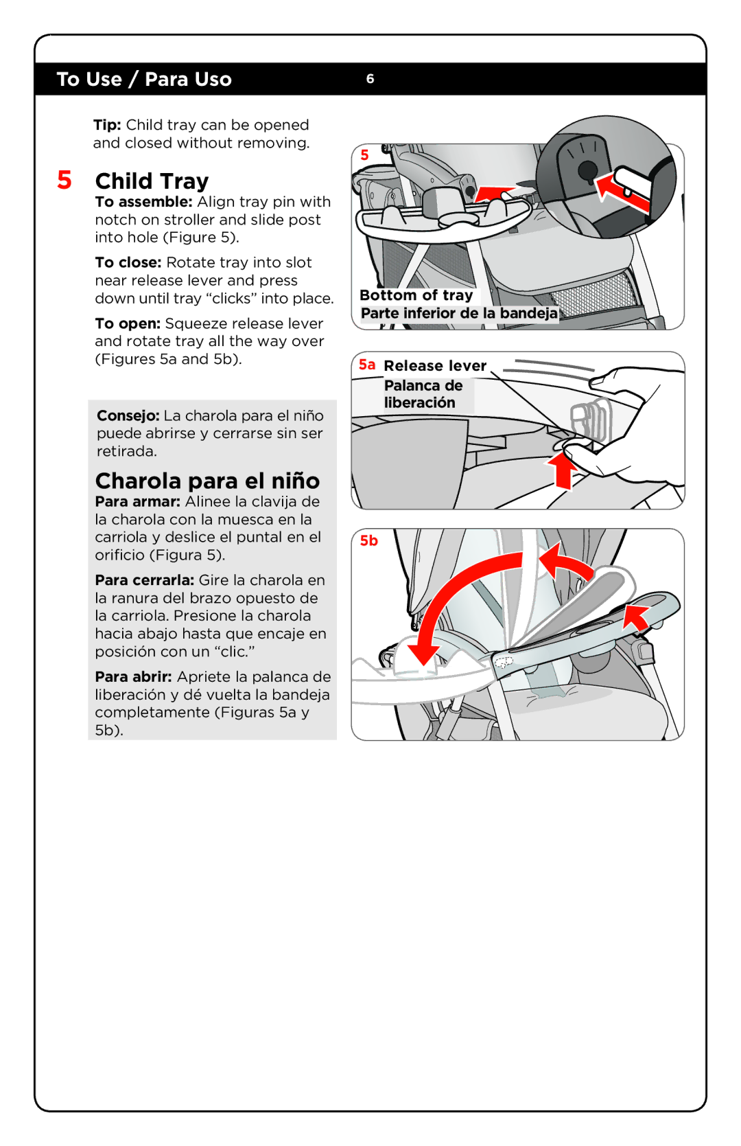 Safety 1st TR233BKL manual Child Tray, Charola para el niño 