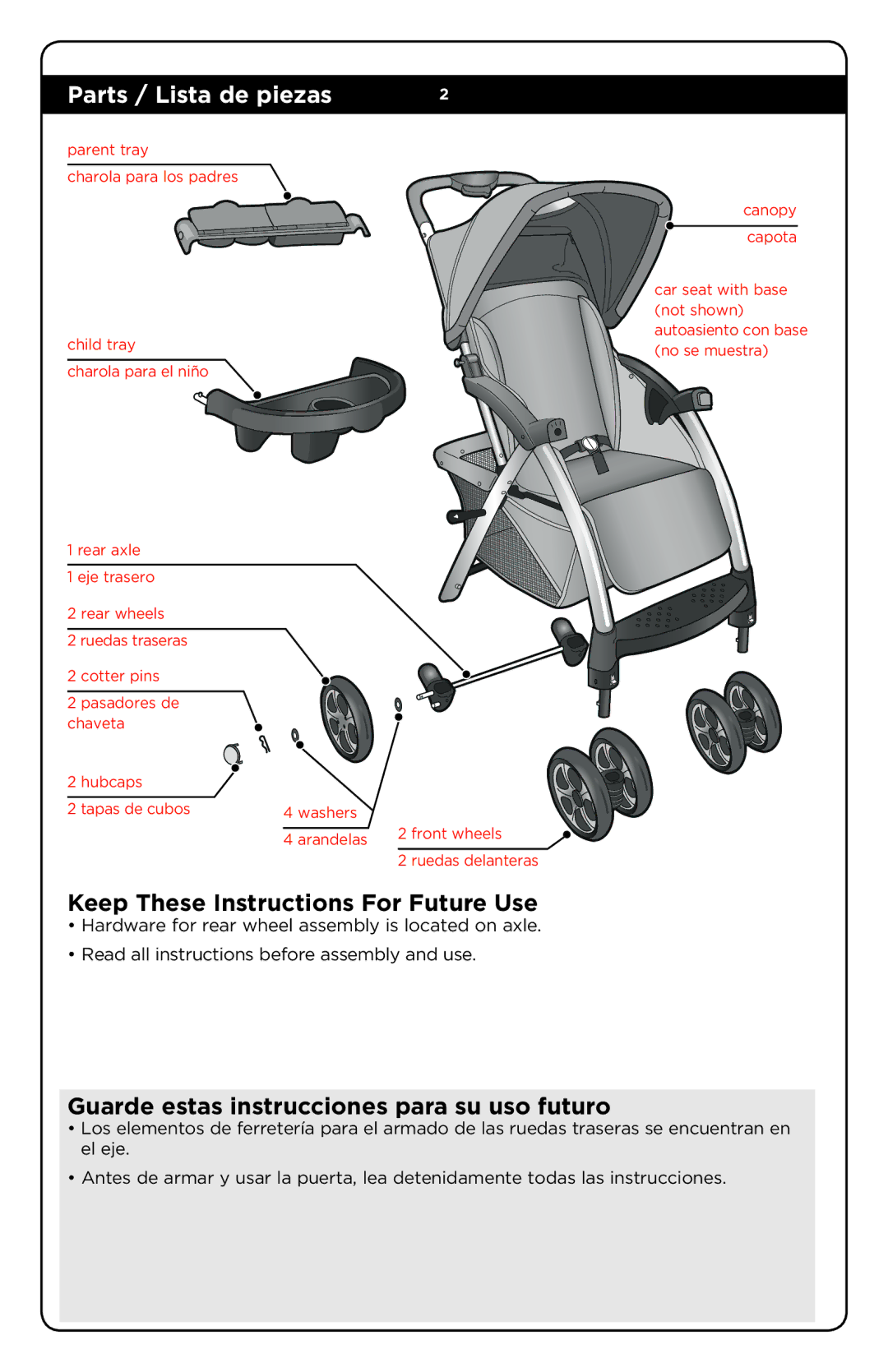 Safety 1st TR266BBJX manual Parts / Lista de piezas 