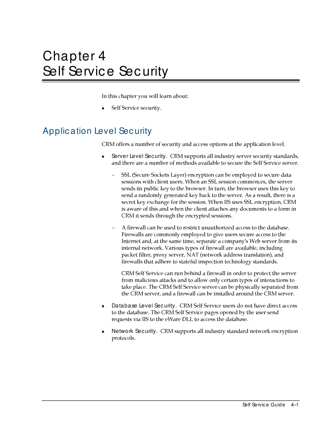 Sage Software 5.8 manual Chapter Self Service Security, Application Level Security 