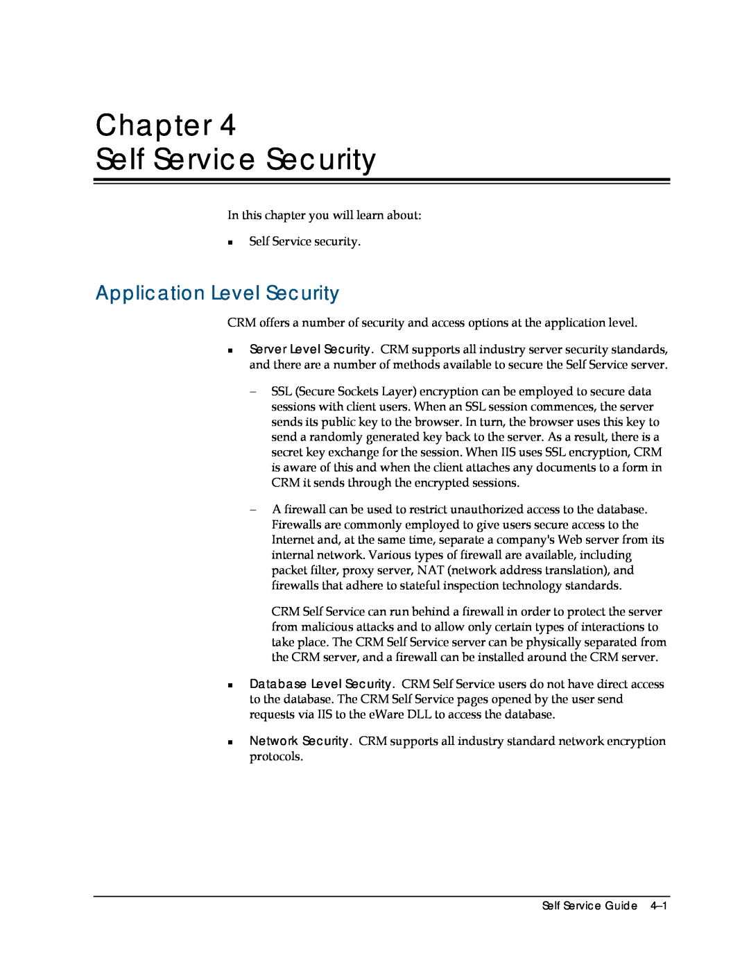 Sage Software 5.8 manual Chapter Self Service Security, Application Level Security 
