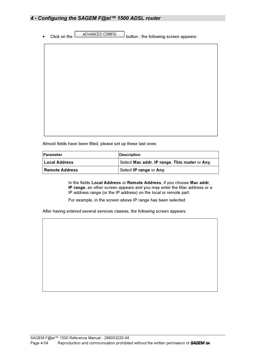 Sagem 1500WG manual Parameter Description 