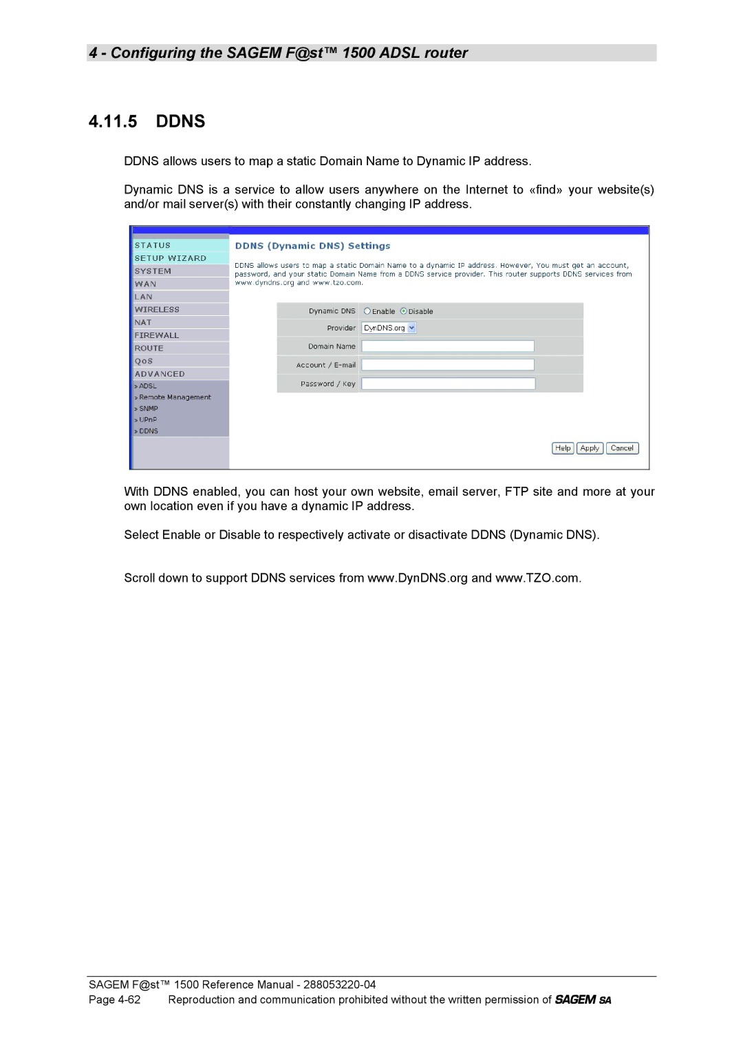 Sagem 1500WG manual Ddns 