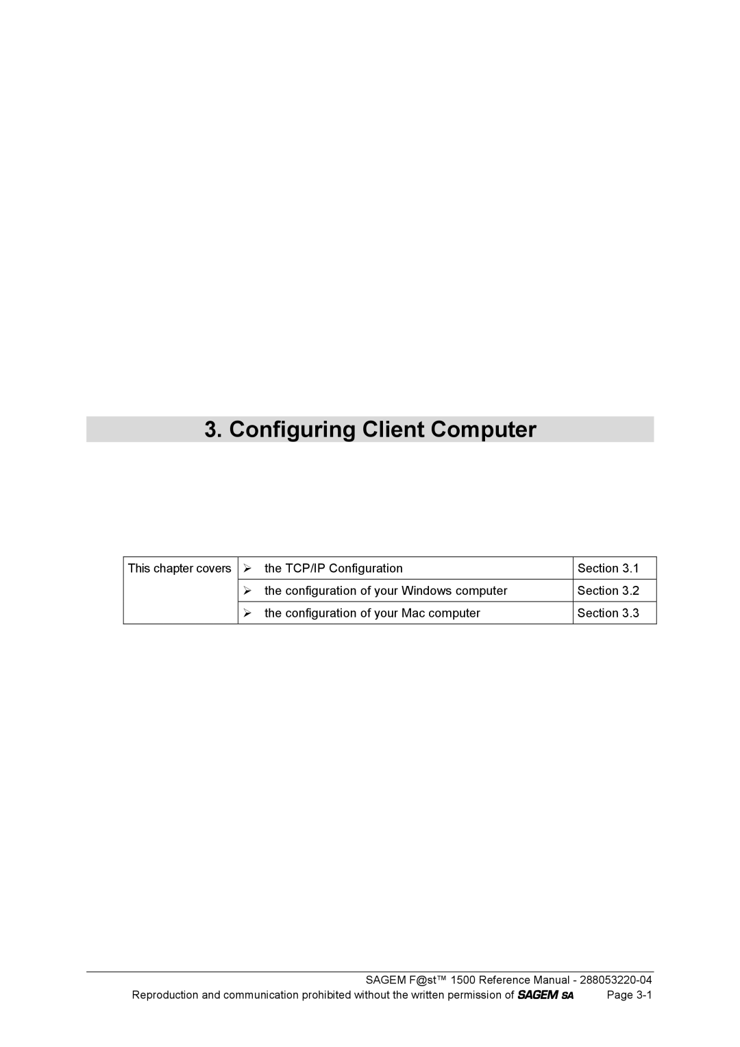 Sagem 1500WG manual Configuring Client Computer 