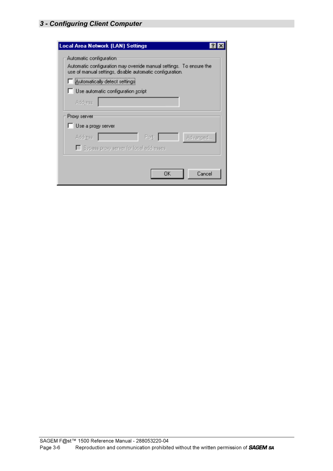 Sagem 1500WG manual Configuring Client Computer 