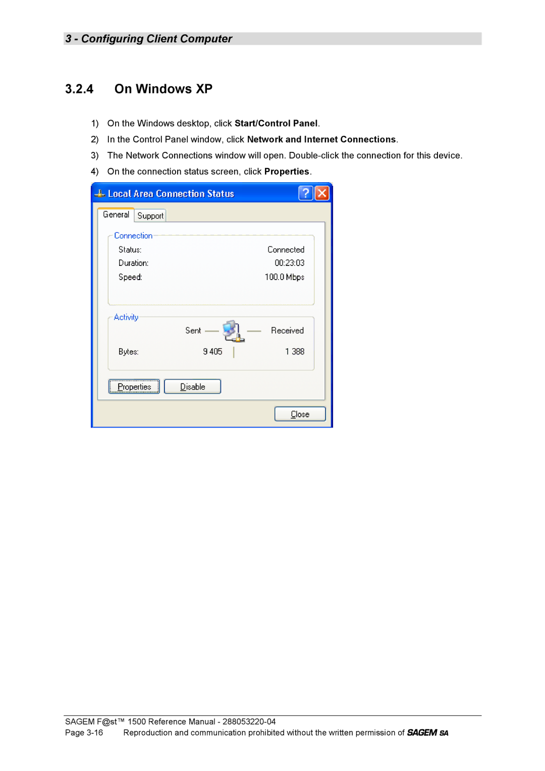 Sagem 1500WG manual On Windows XP 