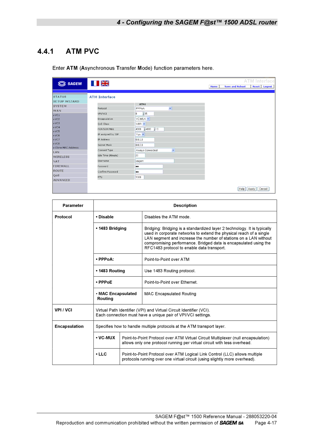 Sagem 1500WG manual Atm Pvc, Bridging 