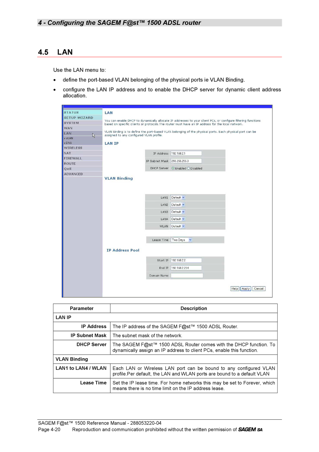 Sagem 1500WG manual Lan 