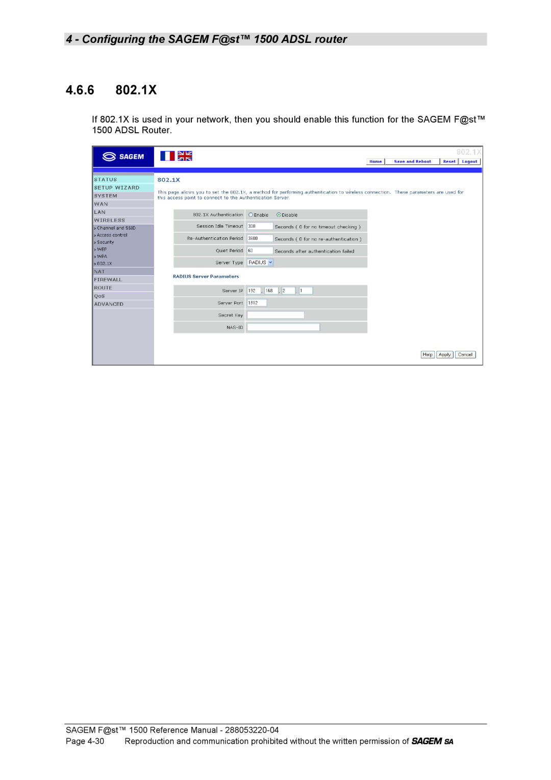 Sagem 1500WG manual Configuring the Sagem F@st 1500 Adsl router 