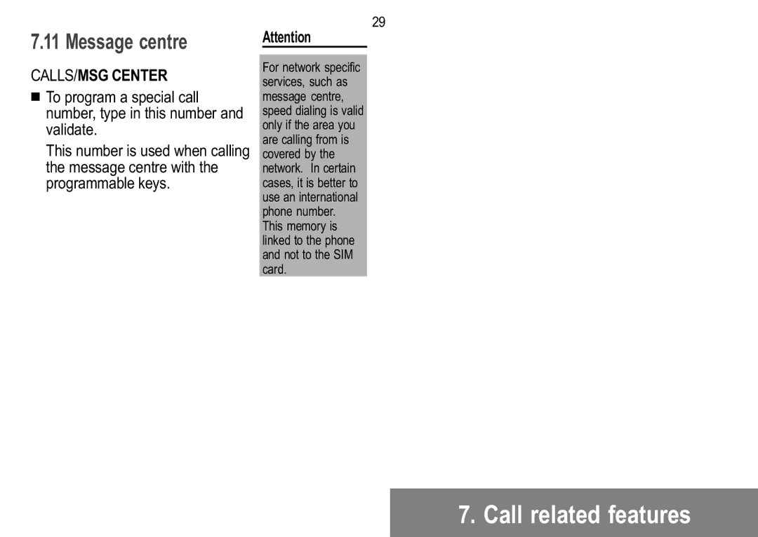 Sagem 916, 929, 926, 920, 922, 912, 910, 919 manual Message centre, CALLS/MSG Center 