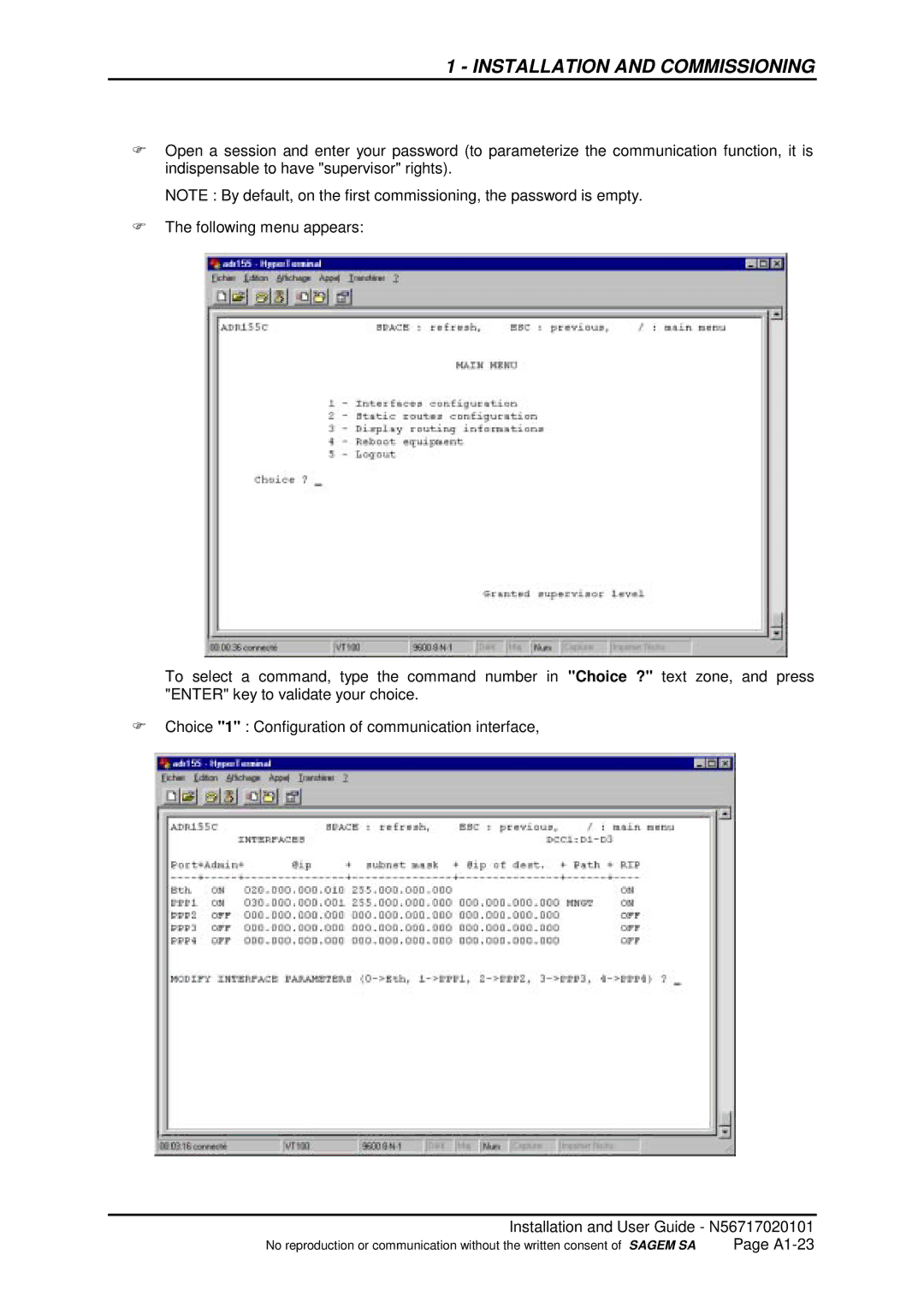 Sagem ADR 155C manual A1-23 