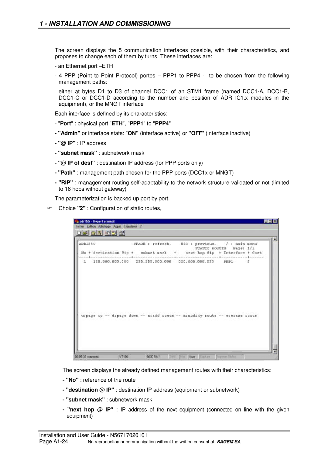 Sagem ADR 155C manual Installation and Commissioning 