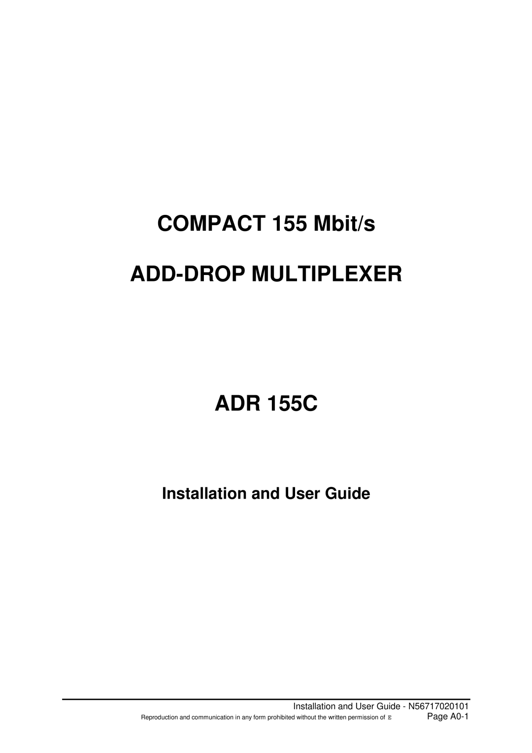 Sagem ADR 155C manual ADD-DROP Multiplexer 