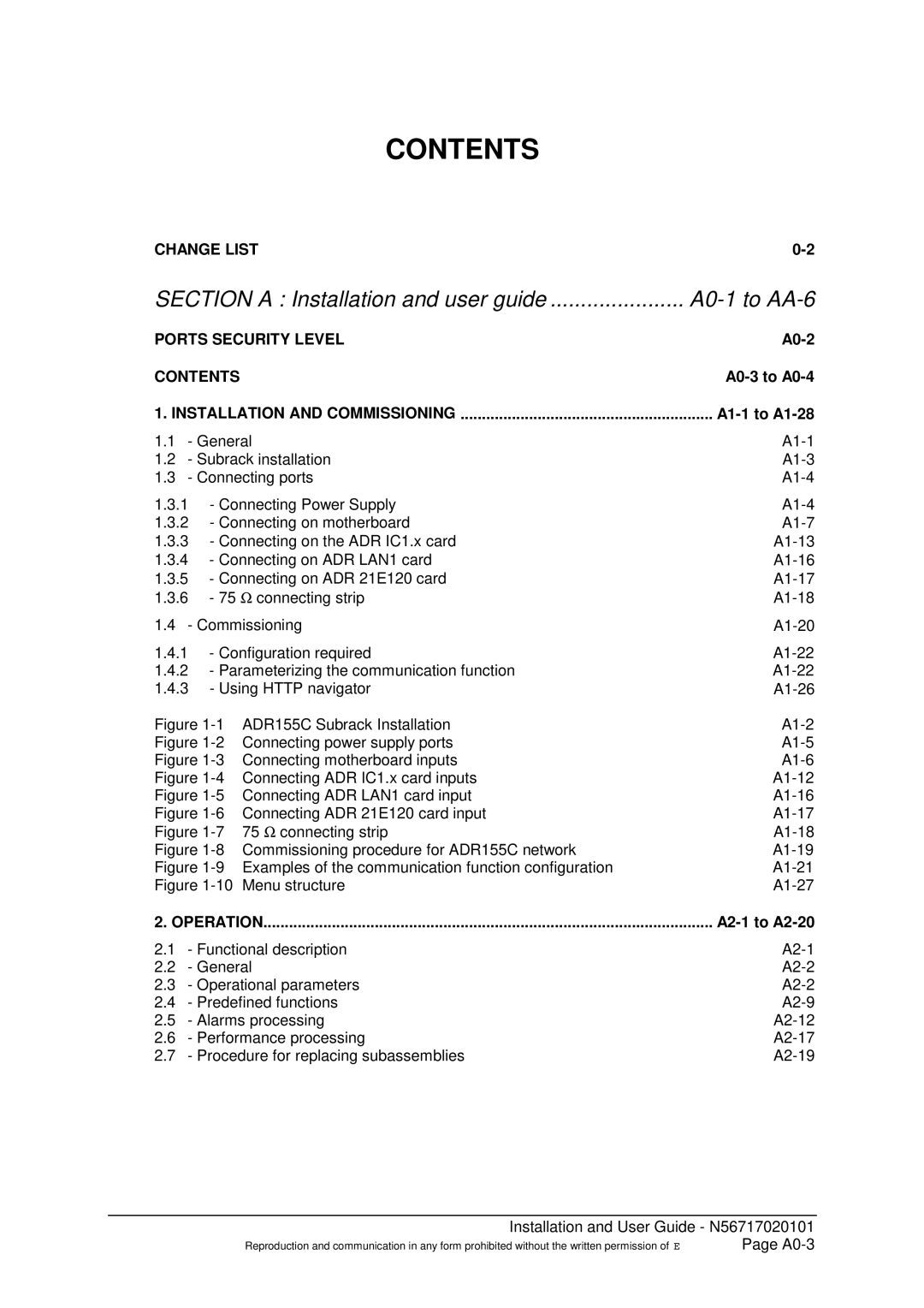 Sagem ADR 155C manual Contents 