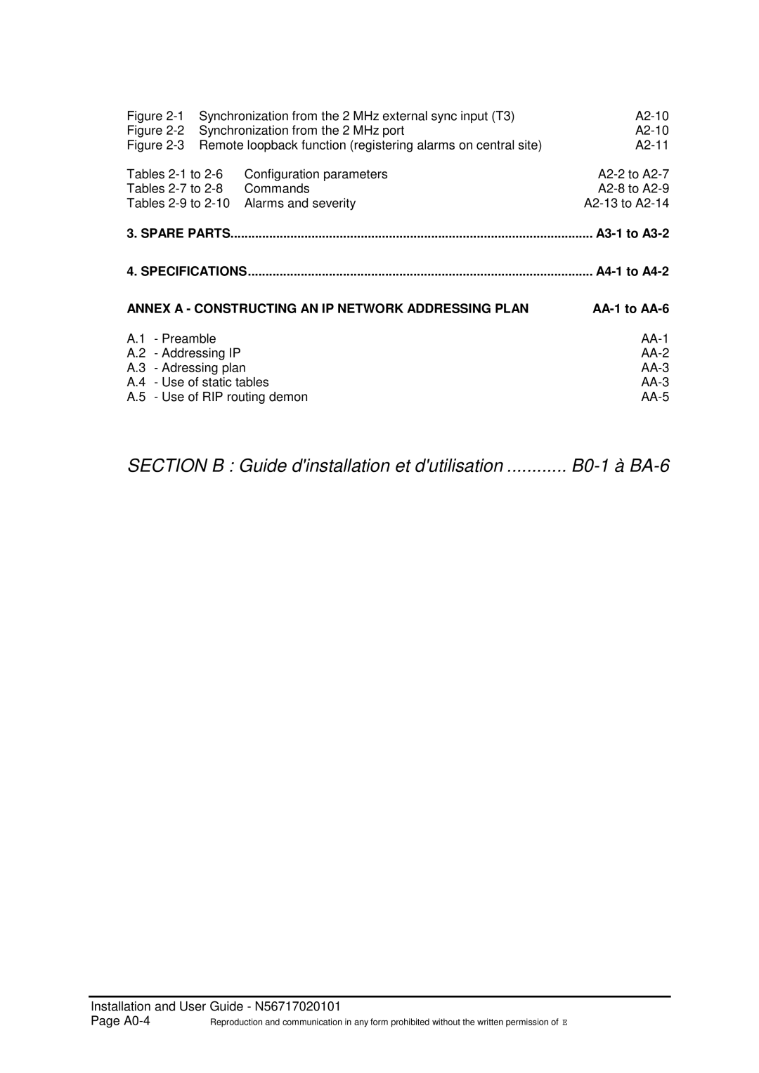 Sagem ADR 155C manual A3-1 to A3-2, A4-1 to A4-2, AA-1 to AA-6 