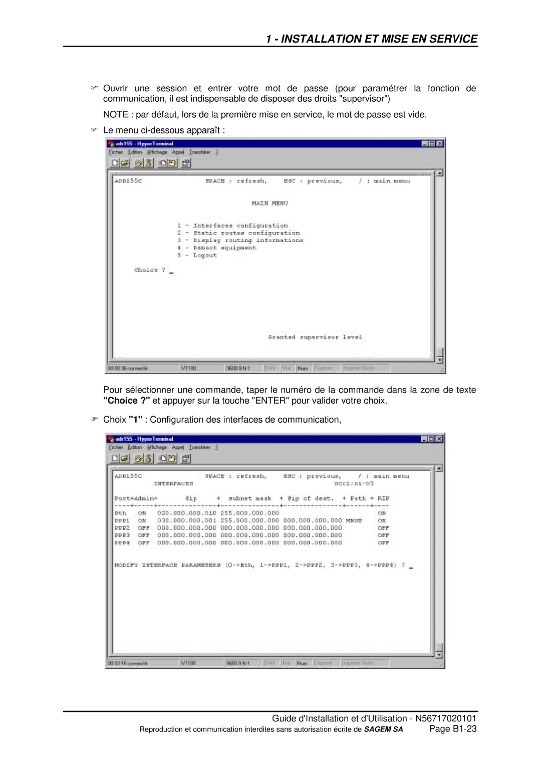 Sagem ADR 155C manual B1-23 