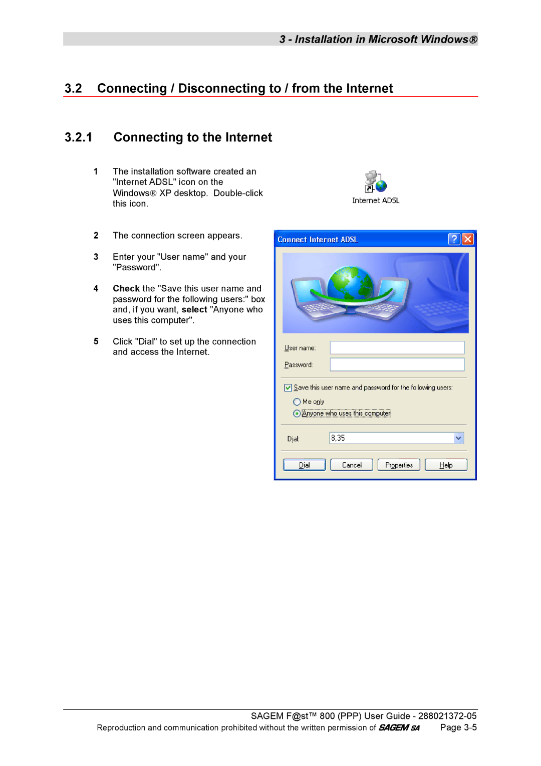 Sagem F@ST 800 manual Installation in Microsoft Windows 