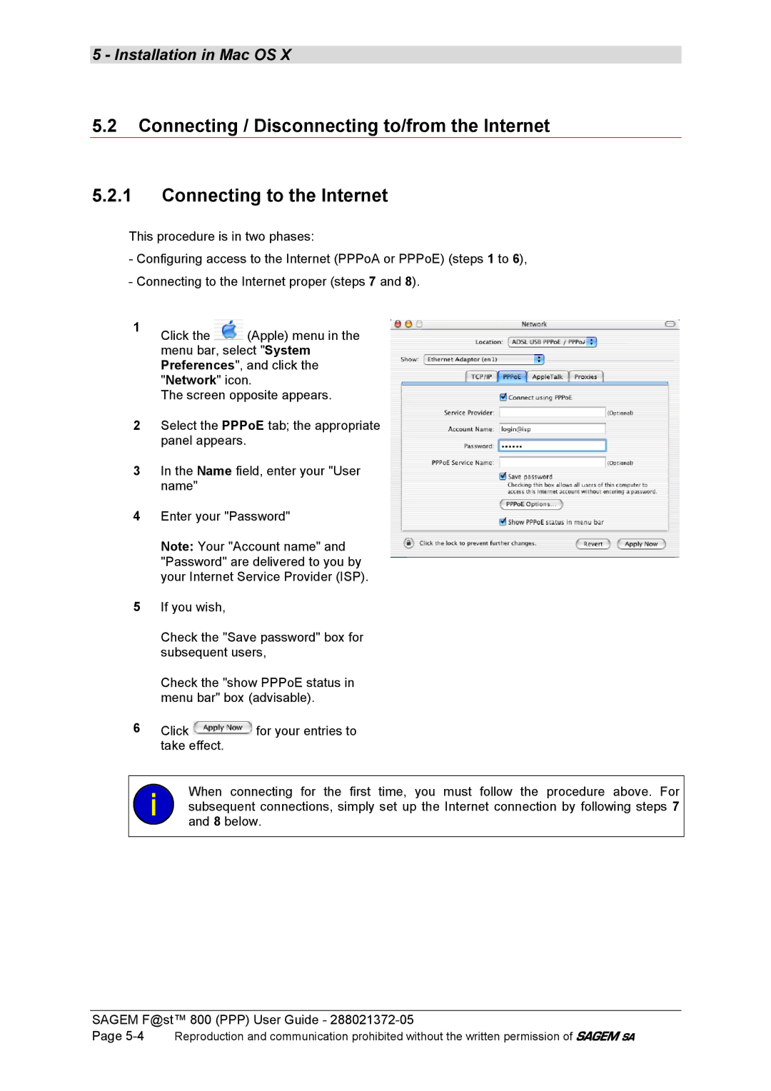 Sagem F@ST 800 manual Installation in Mac OS 