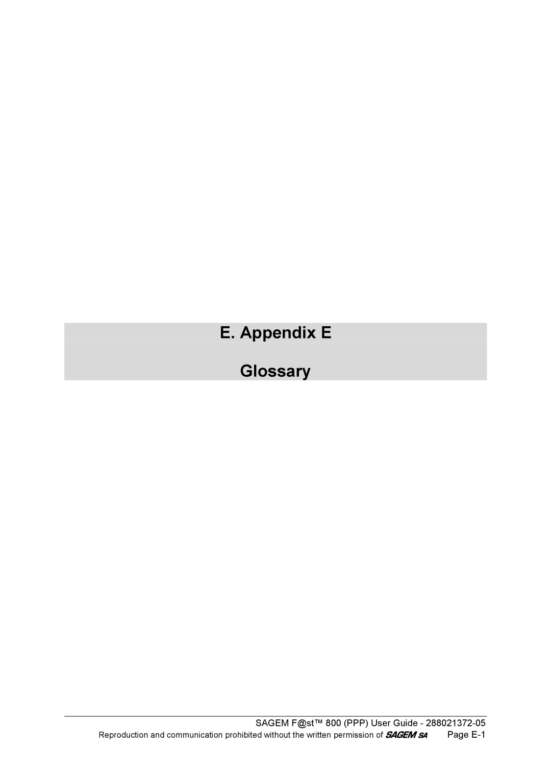 Sagem F@ST 800 manual Appendix E Glossary 