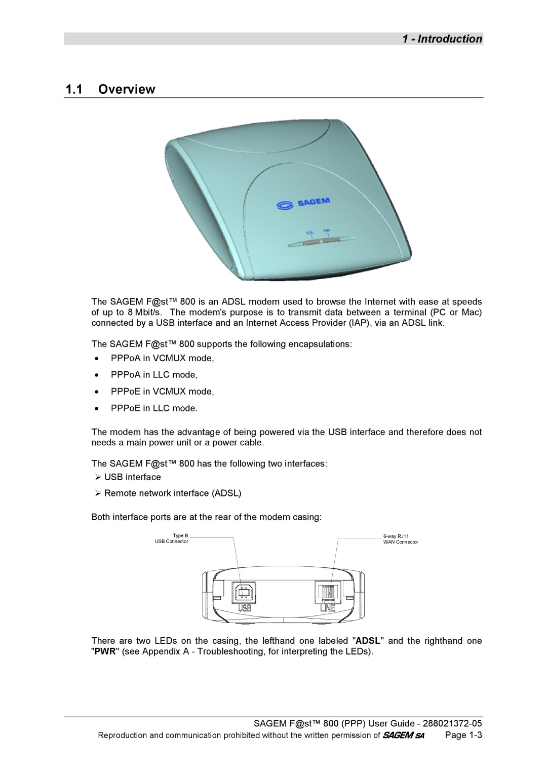 Sagem F@ST 800 manual Overview 