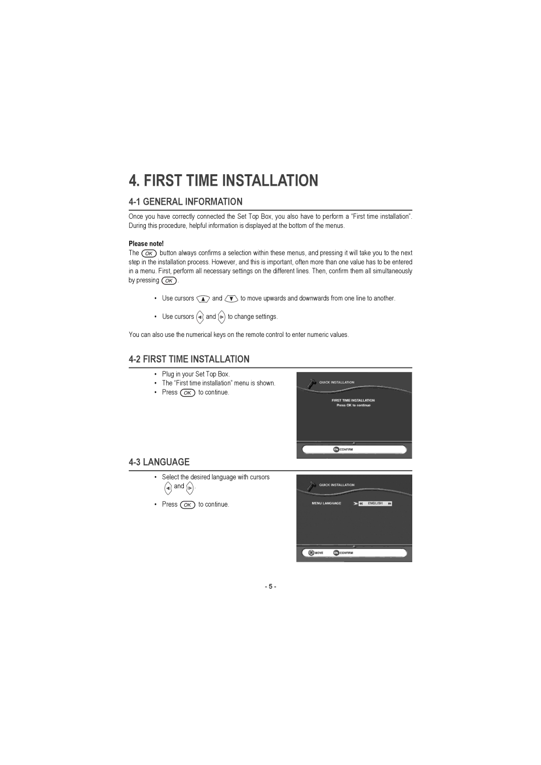 Sagem ITD 64, ITD 68, ITD 72, ITD 62, ITD 58, ITD 61, ITD 59, ITD 60 manual First Time Installation, General Information, Language 