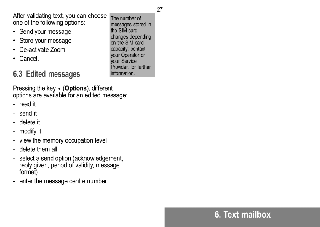 Sagem MW 304X, MW 302X manual Edited messages 