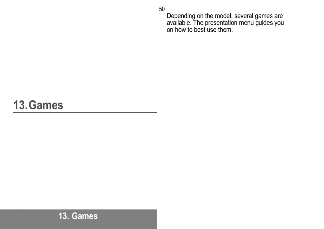 Sagem MW 302X, MW 304X manual Games 