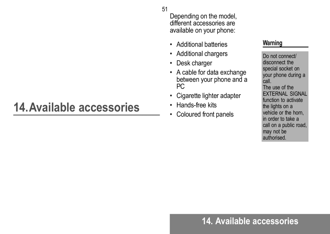 Sagem MW 304X, MW 302X manual Available accessories, Additional batteries Additional chargers Desk charger 