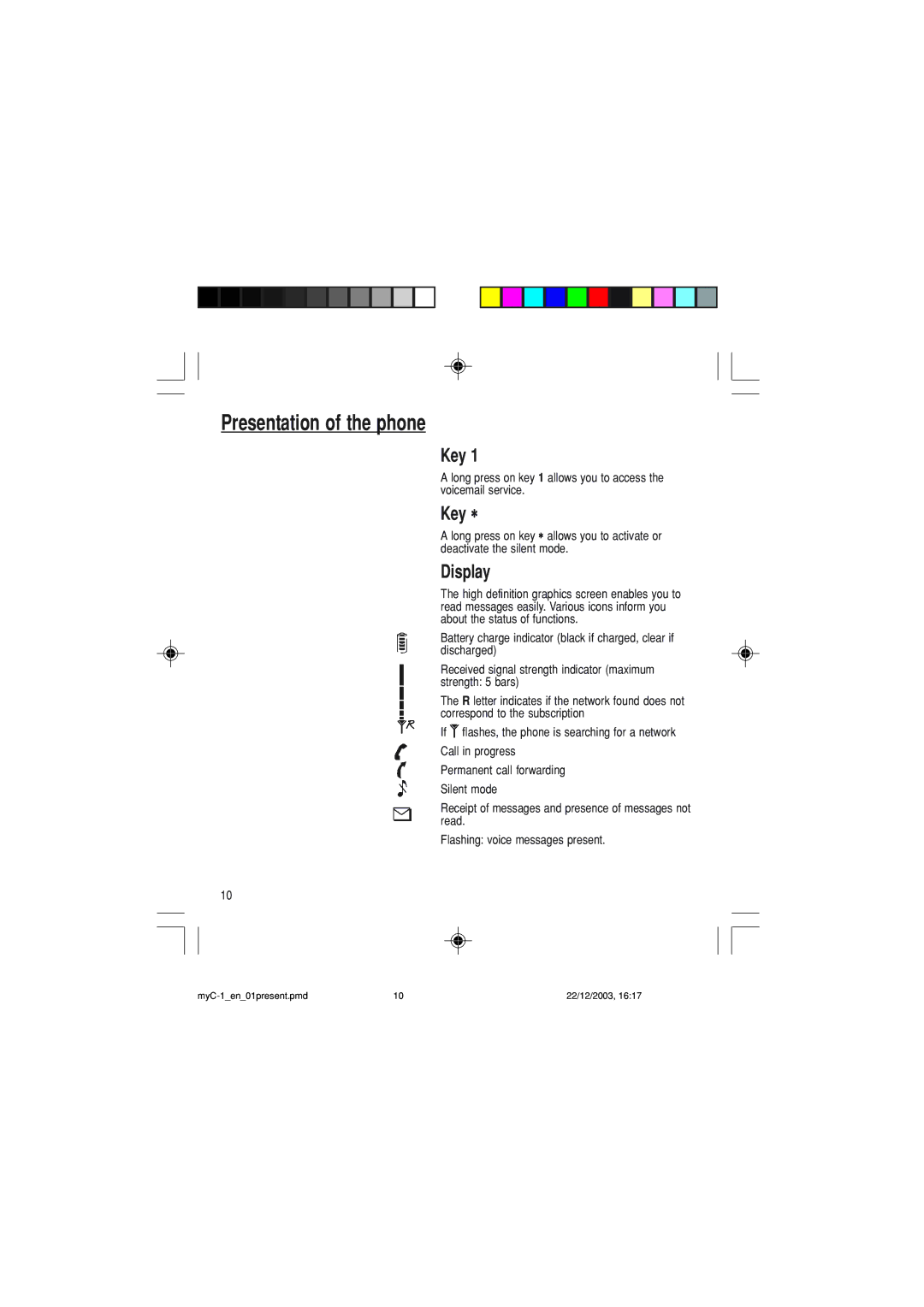 Sagem myC-1 manual Key ∗, Display 