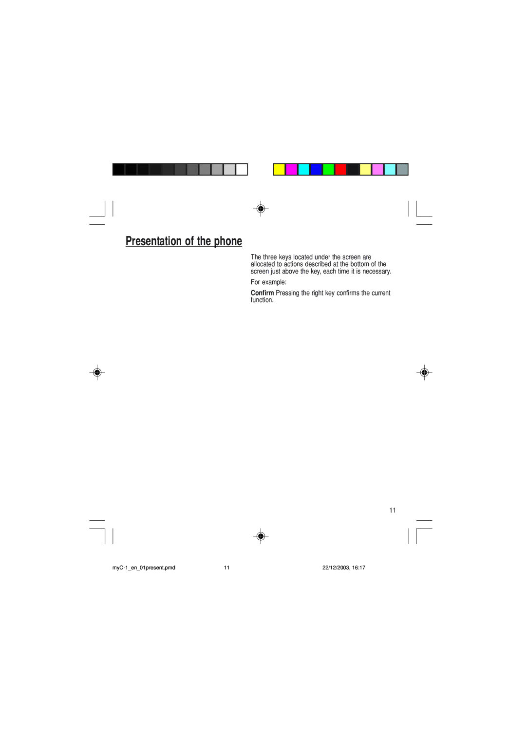 Sagem myC-1 manual Presentation of the phone 