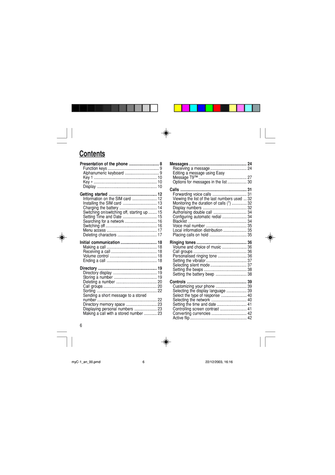 Sagem myC-1 manual Contents 