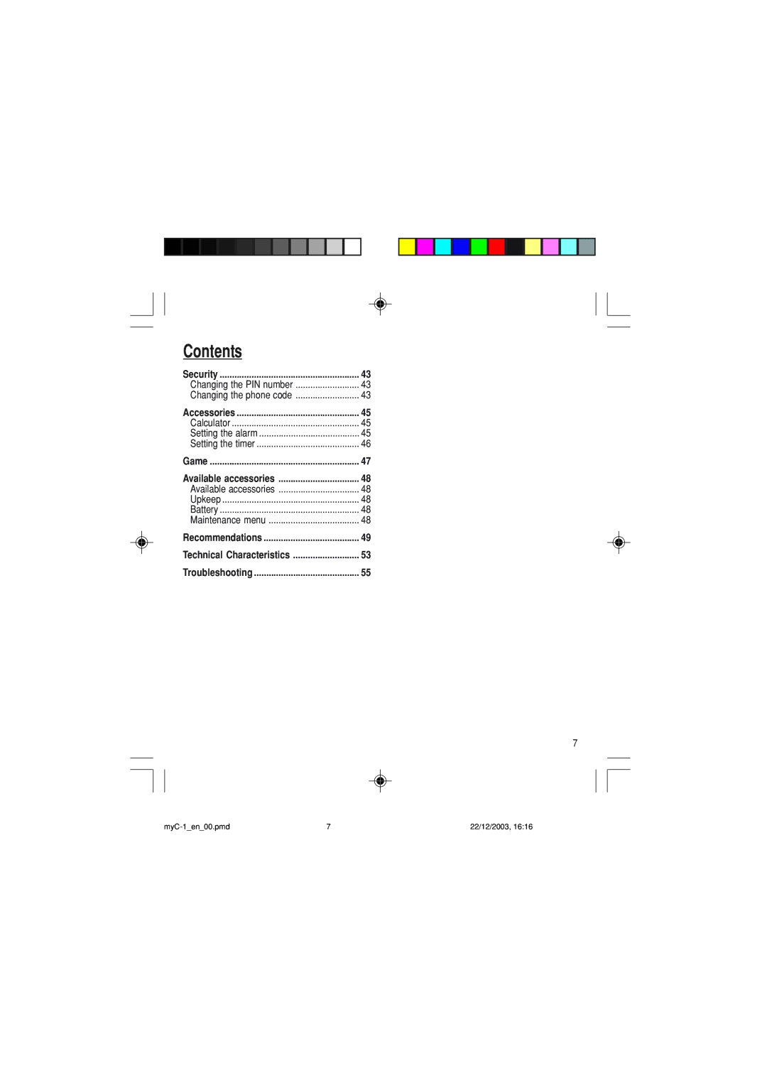 Sagem myC-1 manual Contents 