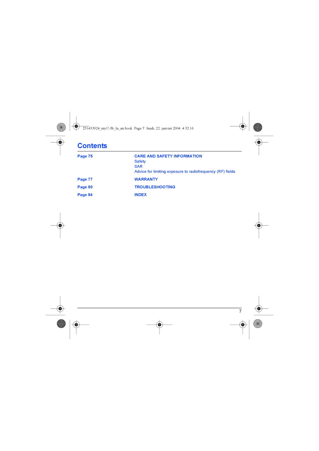 Sagem myC-3b manual Safety 