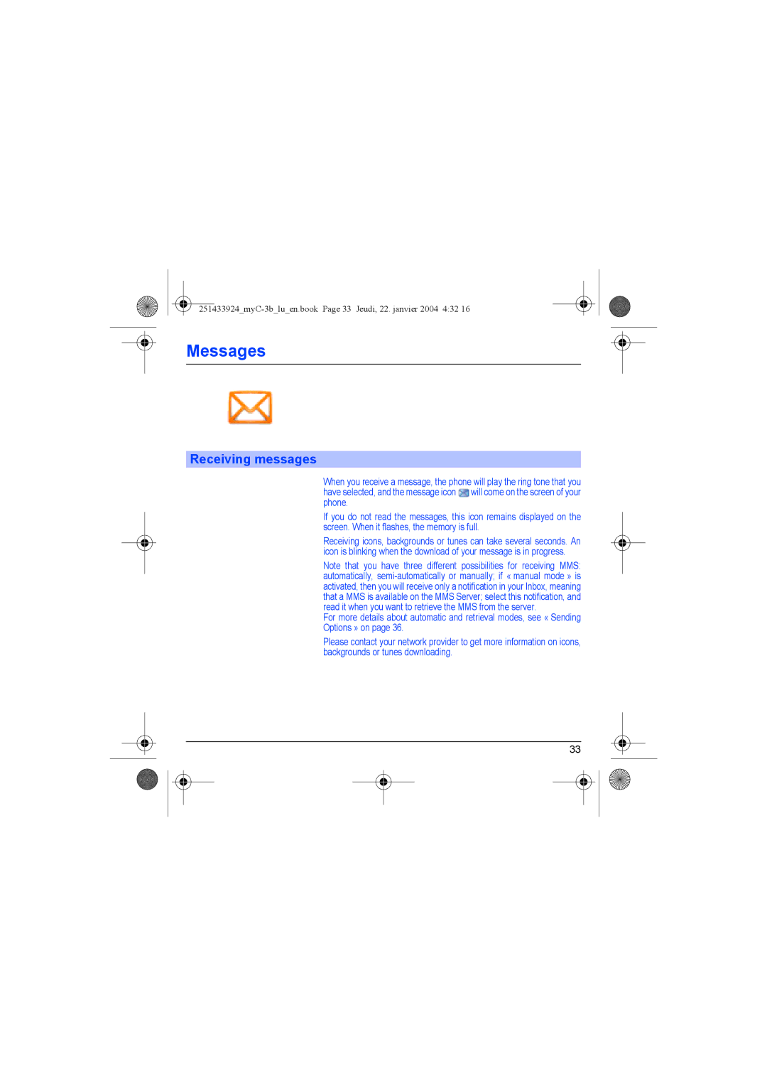 Sagem myC-3b manual Receiving messages 