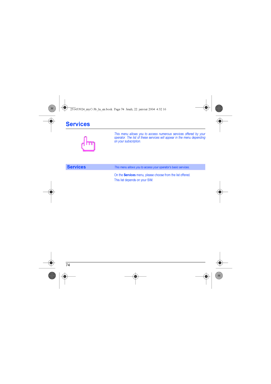 Sagem myC-3b manual Services 