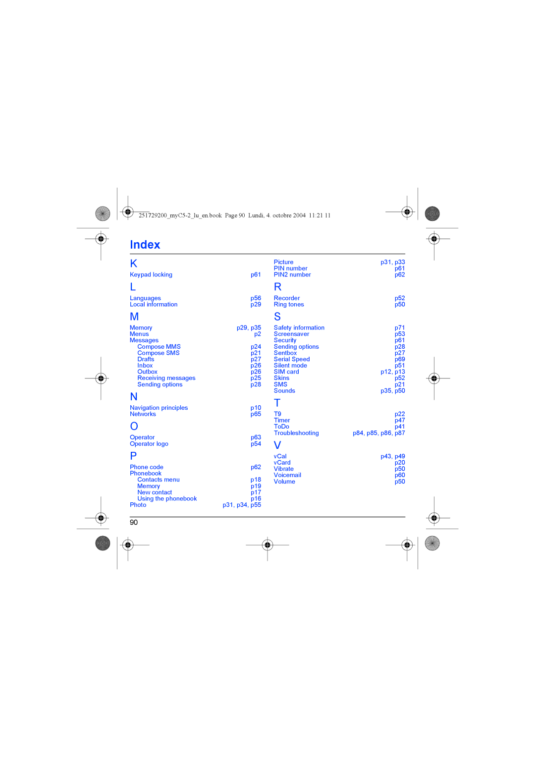 Sagem myC5-2 manual Sms 