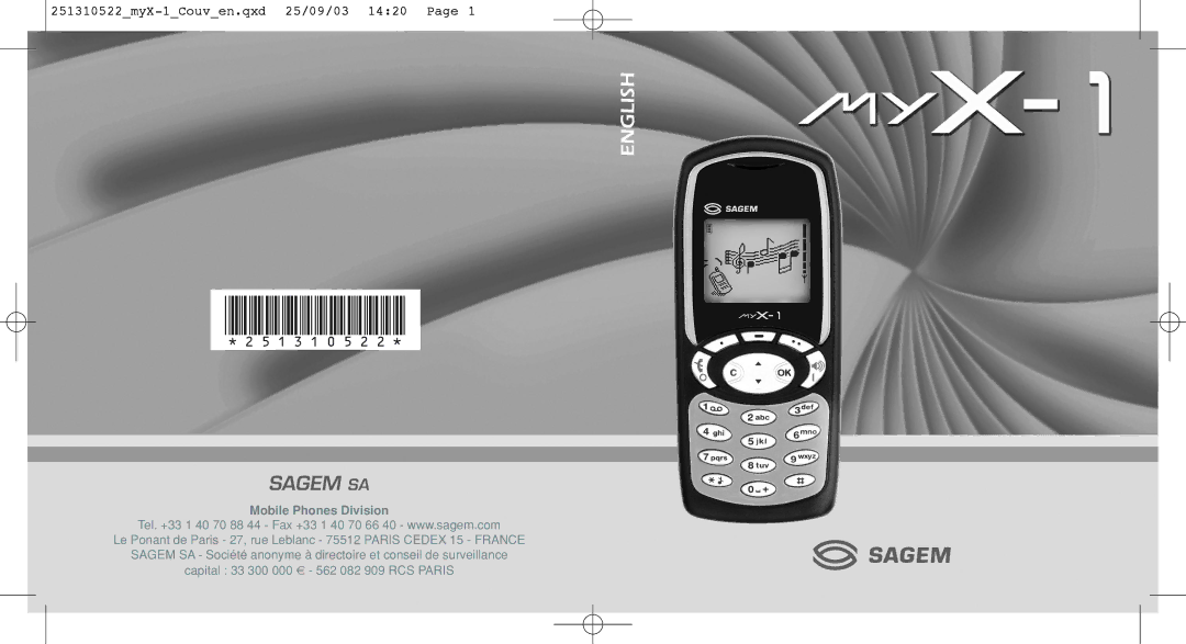 Sagem myX-1 manual 251310522 