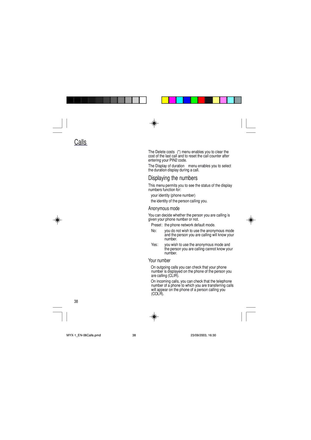 Sagem myX-1 manual Displaying the numbers, Anonymous mode, Your number 