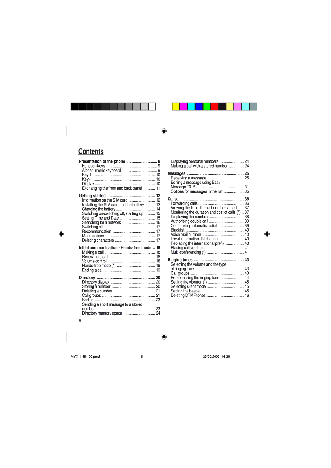 Sagem myX-1 manual Contents 